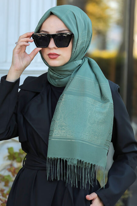 Green Hijab Shawl 7562Y - NEVA STYLE