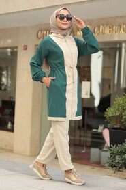 Green Hijab Suit 1278Y - 2