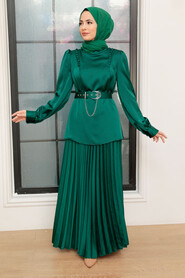 Green Hijab Suit Dress 34621Y - 2