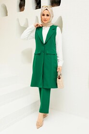 Green Hijab Suit Dress 5682Y - NEVA STYLE
