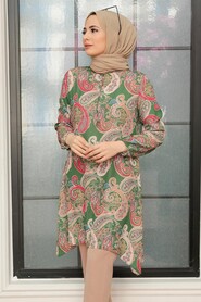 Green Hijab Tunic 5708Y - NEVA STYLE
