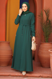 Green Hijab Turkish Abaya 60125Y - 2