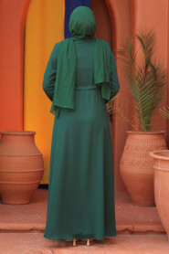 Green Hijab Turkish Abaya 60125Y - 3
