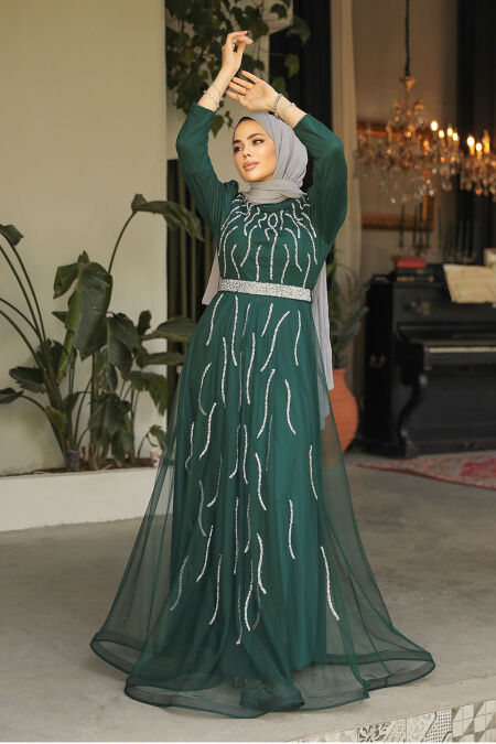 Green Modest Bridesmaid Dress 51912Y - NEVA STYLE