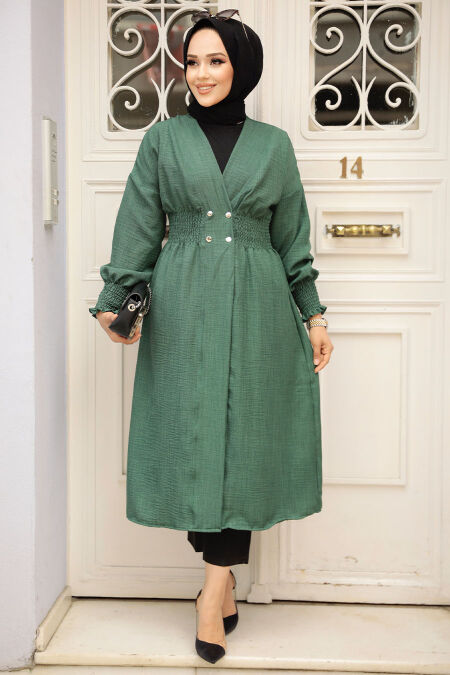 Green Modest Coat 11872Y - NEVA STYLE