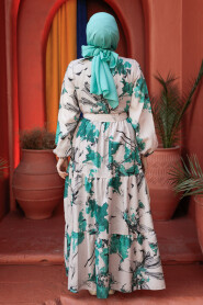 Green Modest Floral Dress 60831Y - 5