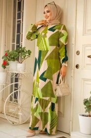 Green Modest Long Sleeve Dress 15726Y - 2