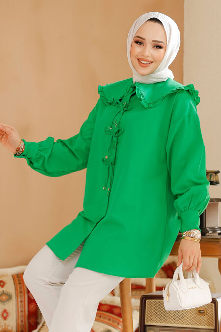 Green Modest Top 10074Y - NEVA STYLE
