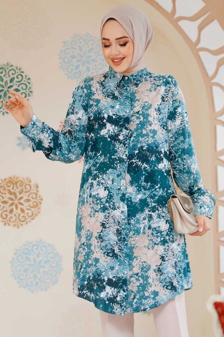 Green Modest Tunic 11707Y - NEVA STYLE