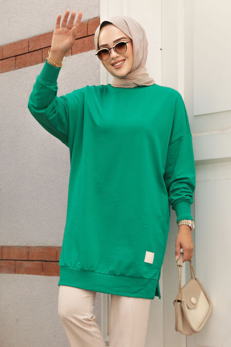 Green Modest Tunic 30644Y - NEVA STYLE