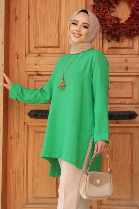Green Modest Tunic 40432Y - NEVA STYLE