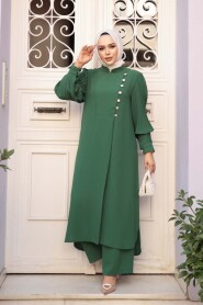 Green Modest Two-Piece Set 7655Y - 1