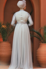  Stylish Grey Muslim Wedding Dress 5338GR - 4