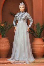  Stylish Grey Muslim Wedding Dress 5338GR - 2