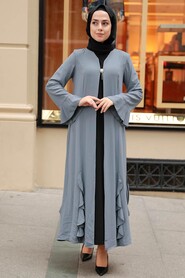 Grey Hijab Abaya 1535GR - 1