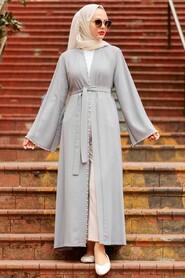 Grey Hijab Abaya 41021GR - 1