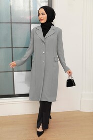 Grey Hijab Blazer Jacket 56950GR - NEVA STYLE