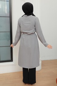 Grey Hijab Coat 10860GR - 2