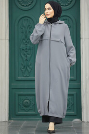Grey Hijab Coat 5698GR - 1