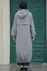 Grey Hijab Coat 5698GR - 3