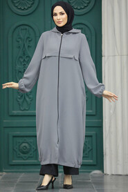 Grey Hijab Coat 5698GR - 2