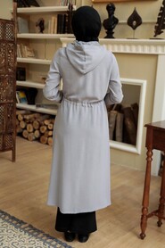 Grey Hijab Coat 5721GR - 2