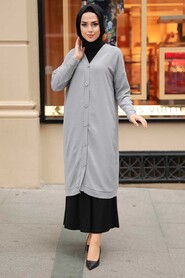 Grey Hijab Coat 57290GR - 1