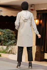 Grey Hijab Coat 7148GR - 6