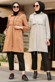 Grey Hijab Coat 7148GR - 5