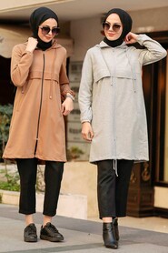 Grey Hijab Coat 7148GR - 4