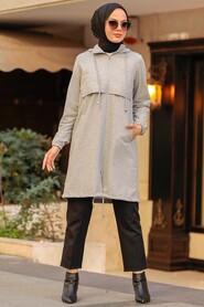 Grey Hijab Coat 7148GR - 2
