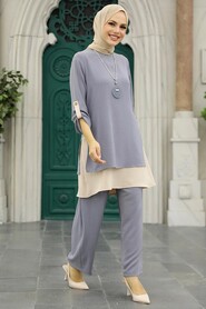 Grey Hijab Double Suit 52251GR - 1