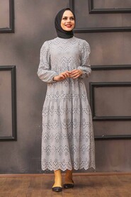 Grey Hijab Dress 1073GR - 1