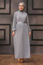 Grey Hijab Dress 12151GR - 1