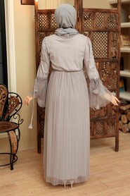 Grey Hijab Dress 1321GR - 4