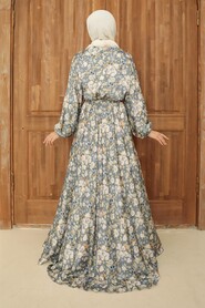 Grey Hijab Dress 22163GR - 2