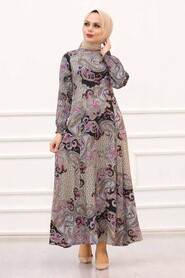Grey Hijab Dress 27622GR - 1