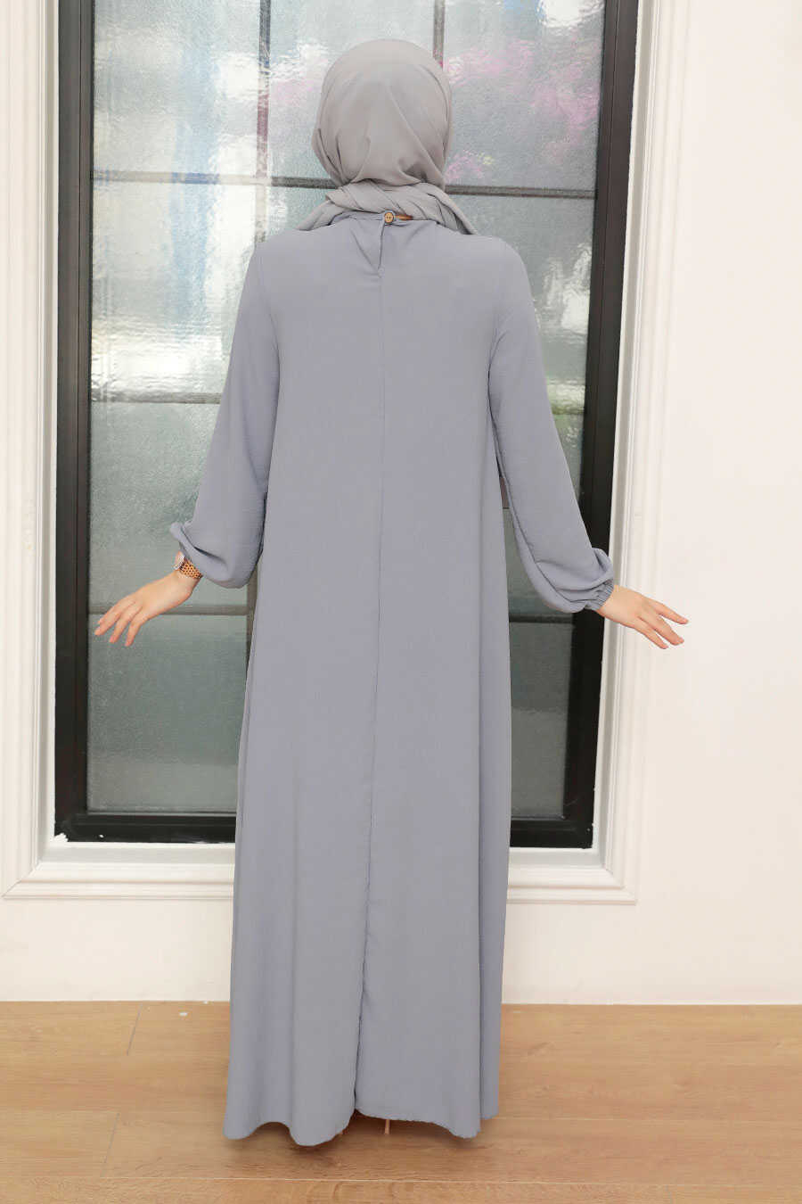 Grey Hijab Dress 30280GR - Neva-style.com