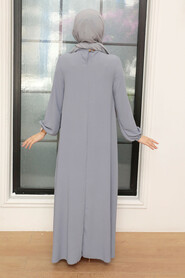 Grey Hijab Dress 30280GR - 3