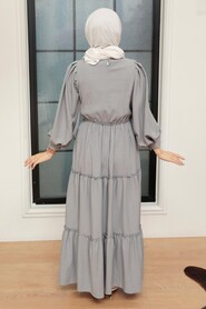 Grey Hijab Dress 30301GR - 3