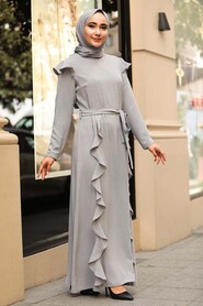 Grey Hijab Dress 3331GR - 2