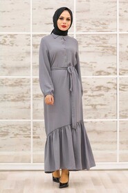 Grey Hijab Dress 3735GR - 1