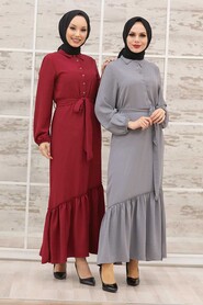 Grey Hijab Dress 3735GR - 2