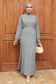 Grey Hijab Dress 45710GR - 2