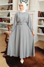 Grey Hijab Dress 50152GR - 1