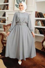 Grey Hijab Dress 50152GR - 2