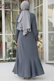 Grey Hijab Dress 51911GR - 4