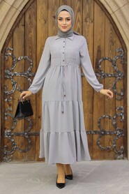 Grey Hijab Dress 5720GR - 1