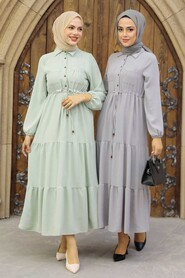Grey Hijab Dress 5720GR - 2