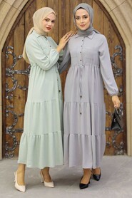 Grey Hijab Dress 5720GR - 3